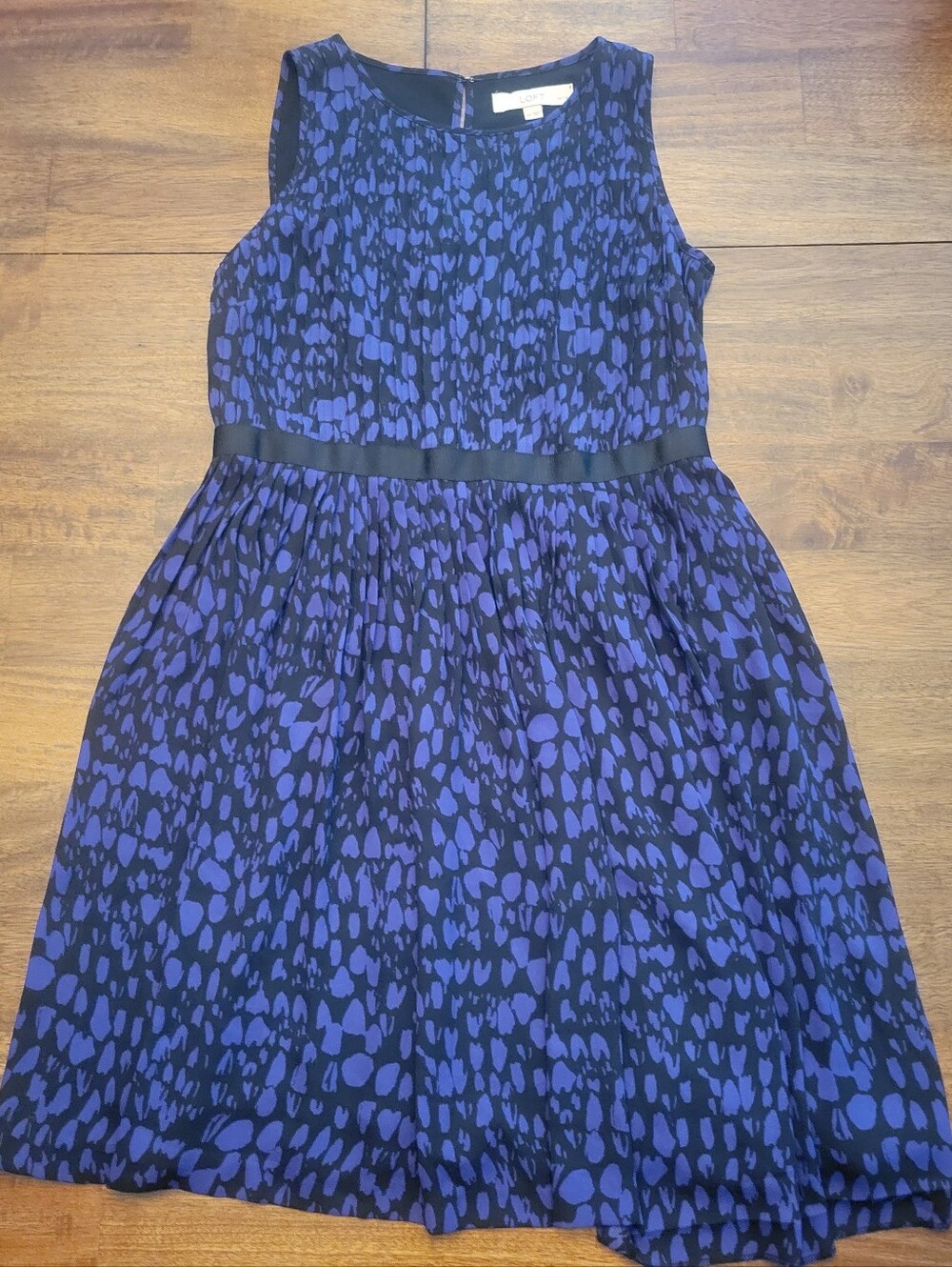 LOFT Purple and Black Patterned Dress